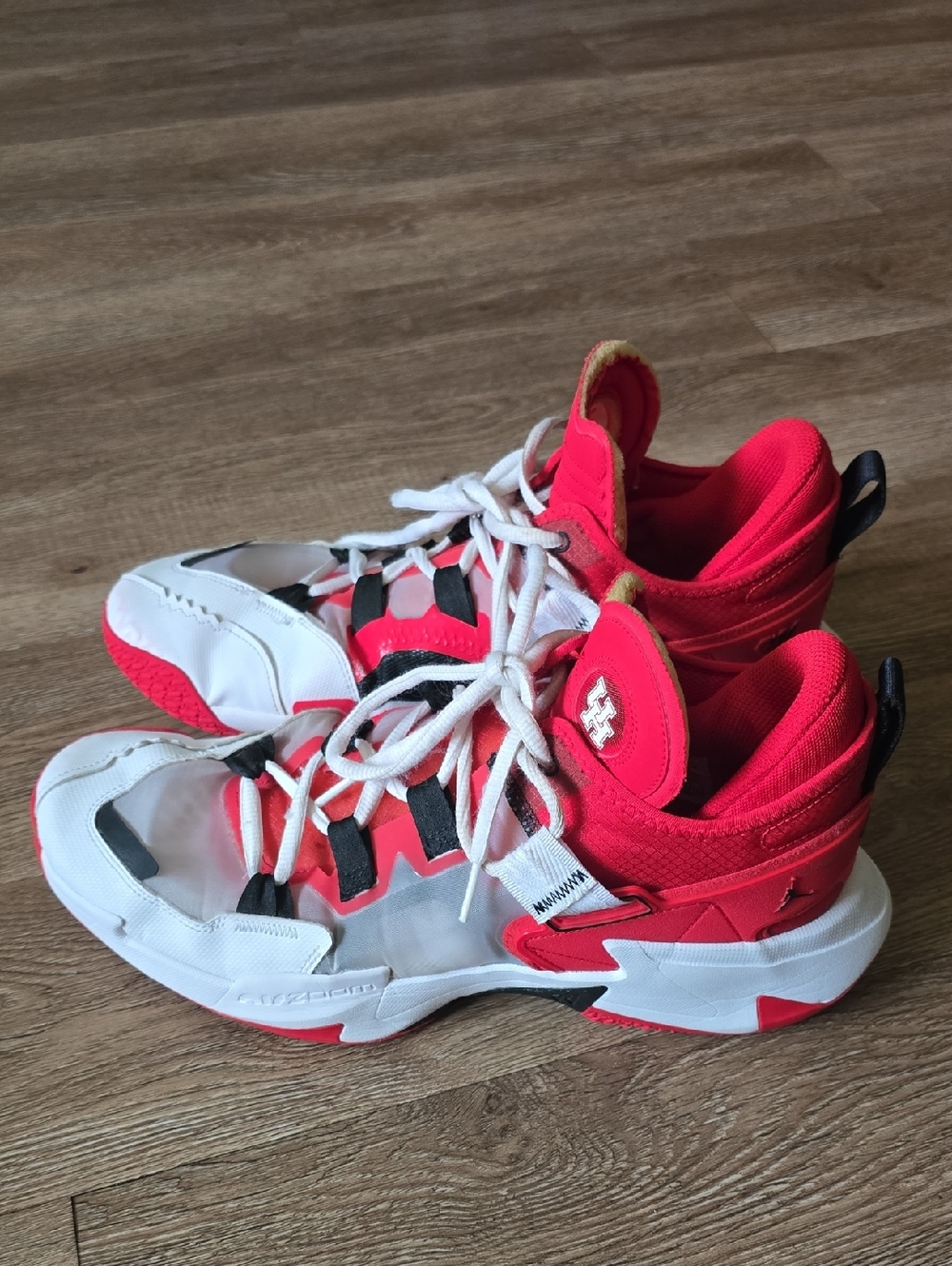 Jordan why Not. 5 Men's White and Red High-Top Sneakers